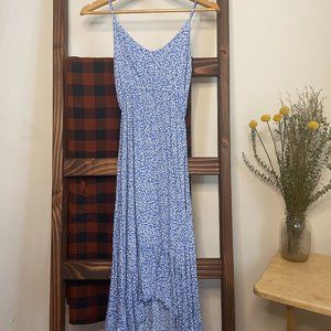 High/Low Maxi Dress - Blue and White Summer Festival Dress
